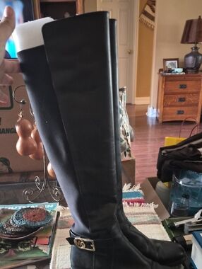 Michael Kors Black Knee-High Riding Style Boots